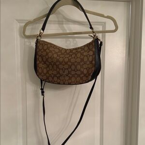 Coach Signature Brown and Black Shoulder Bag